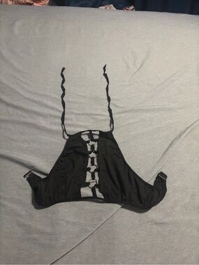 Black Strappy Halter Bikini Top